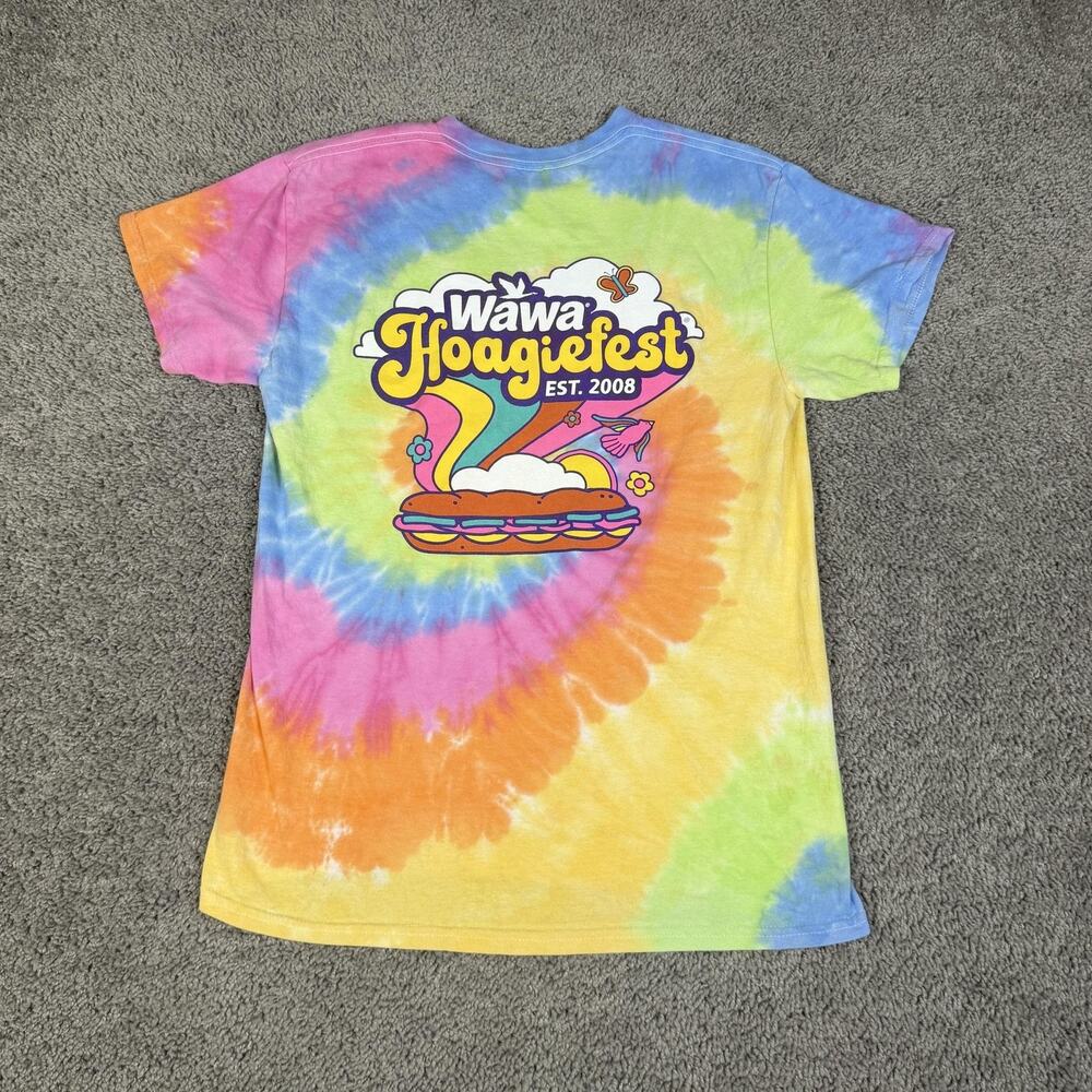 Wawa Hoagiefest Shirt Mens M Multicolor Spiral Tie Dye Graphic Crew Neck
